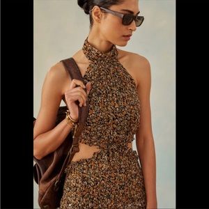 Shona Joy Paloma High Neck Cut Out MIDI Dress